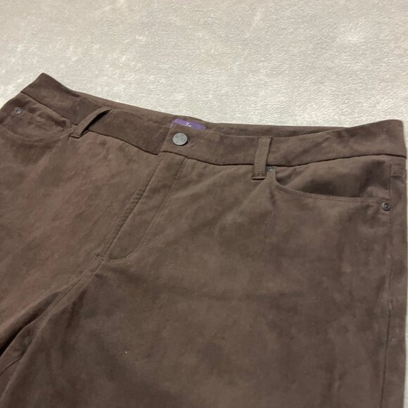 NYDJ Jeans Womens Size 16W Brown Skinny Dark Wash Faux Suede Lift & Tuck Tech - Picture 2 of 12